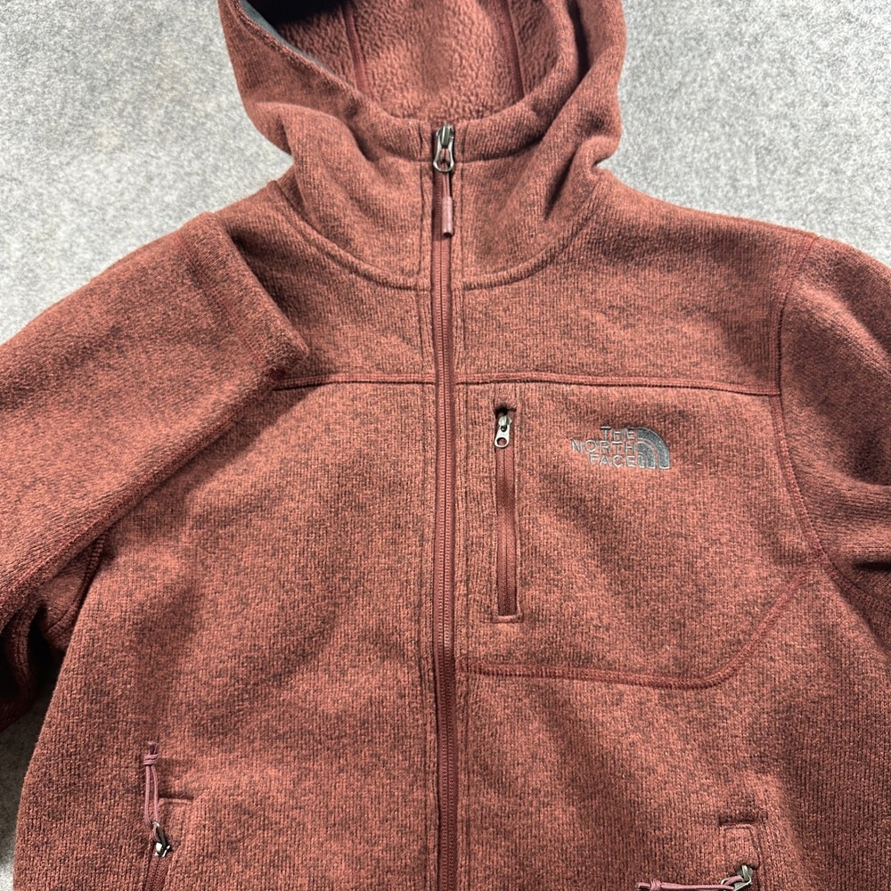 The North Face Gordon Lyons Hoodie Mens Small Red Heather Full Zip Fleece Jacket